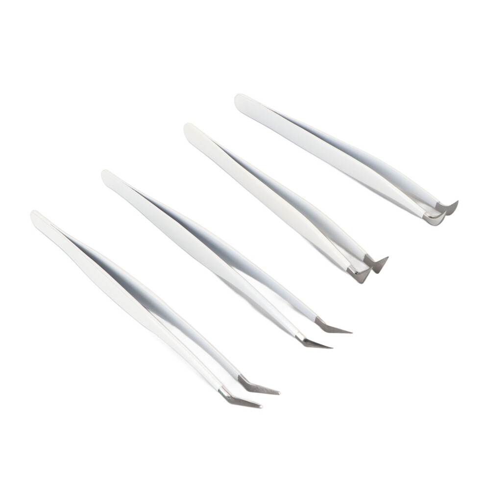 Stainless Steel Eyelash Extension Tweezers Kit â 4 Sizes for Salon & Beauty