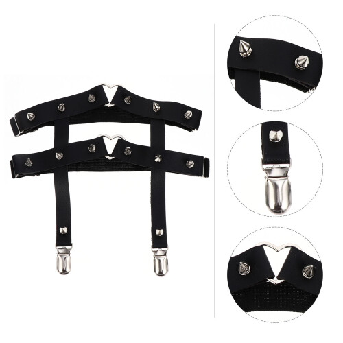 1Pc Chic Black Punk Leg Ring Alloy Adjustable Stretchy Garter 2