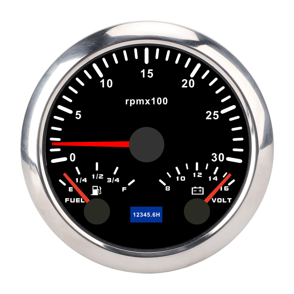 85Mm 3 In 1 Speedometer 3000Rpm Tachometer 8 To Black 8320539364421
