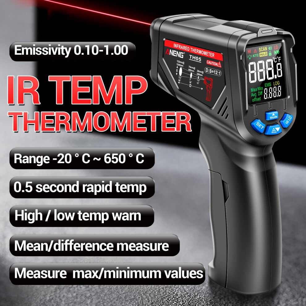 Orange Aneng Th05 Infrared Non-Contact Thermometer -20~650/, 153*91.5*40.6Mm