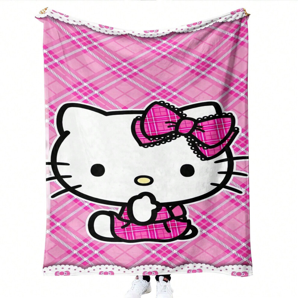 (YQM2432701G, 130*150cm) 3D Printed Hello Kitty Cute Hello Kitty Flannel Blanket-image-OPC-PKH9GKR-NEW