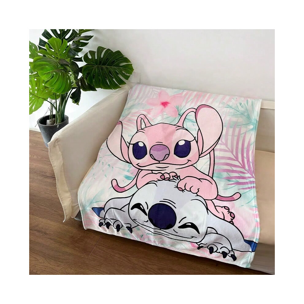 (Stitch, 150*130) Printed Strawberry Bear Summer Blanket Cute Cartoon Thickened Flannel Blanket-image-OPC-PKH9GHH-NEW