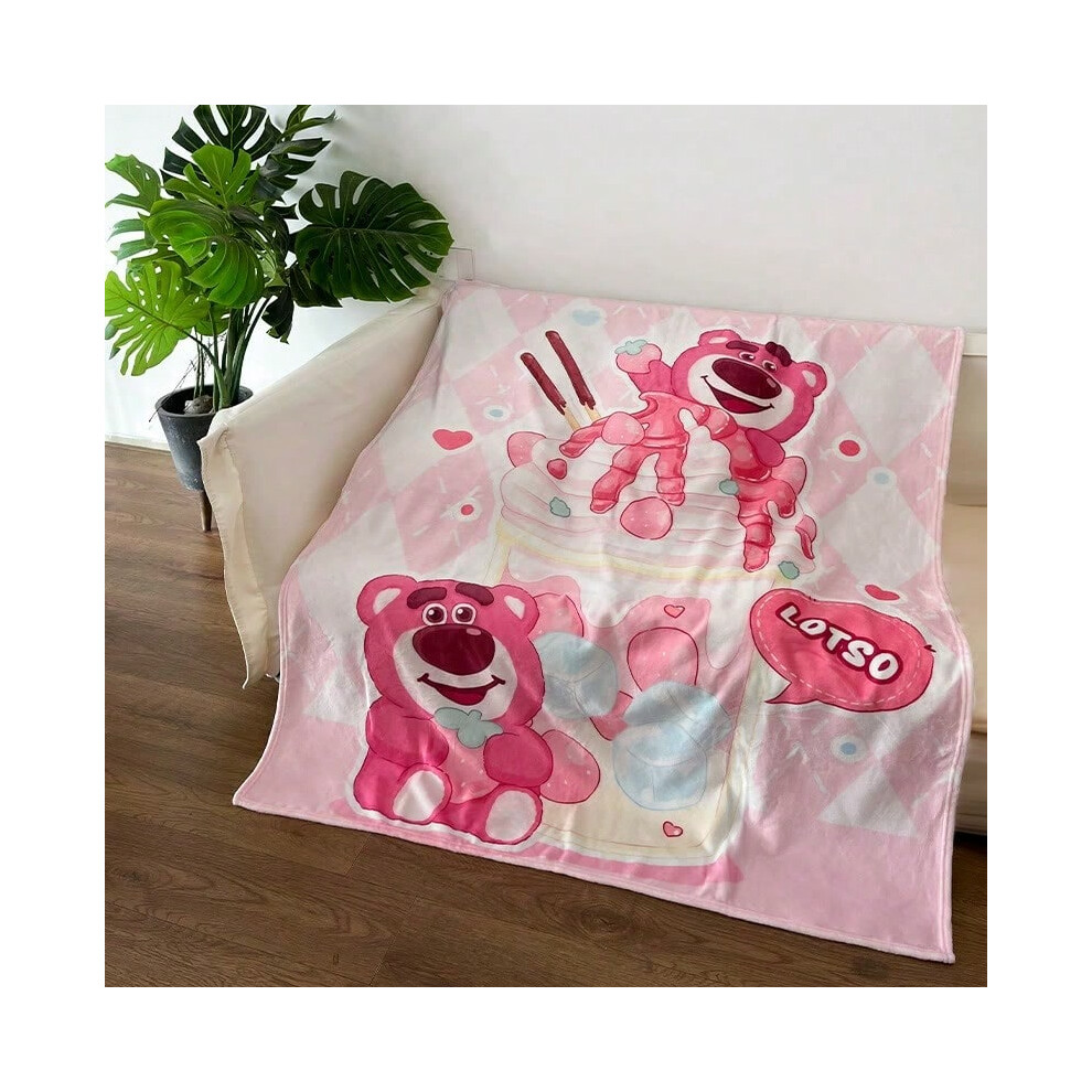(Strawberry Bear, 70*100) Printed Strawberry Bear Summer Blanket Cute Cartoon Thickened Flannel Blanket-image-OPC-PKH9GH8-NEW