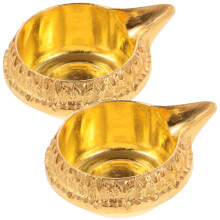 2Stk Goldene Lotus Butterlampen Zum Pooja Und Für Wohnkultur