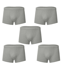 5 katoenen herenboxers, elastisch, ademend, L (grijs)