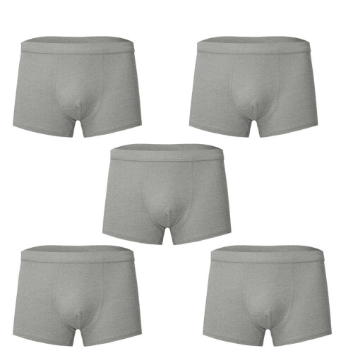 5 katoenen herenboxers, elastisch, ademend, L (grijs)