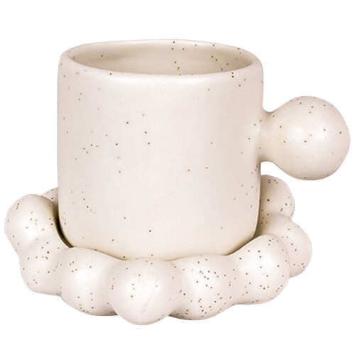 1Set White Ceramic Coffee Cup with Saucer Durable Daily Use Mug 2