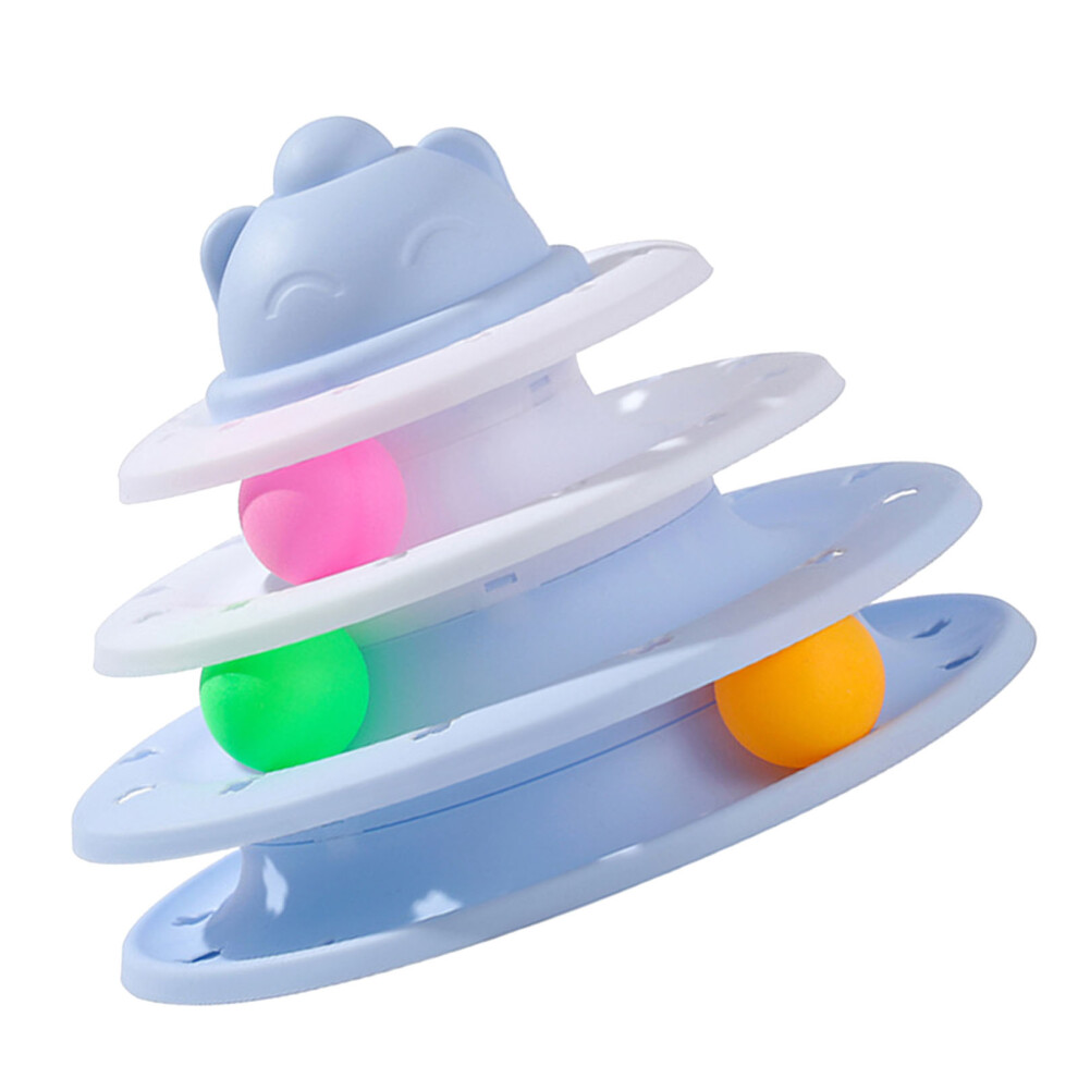 Interactive Cat Turntable Ball Toy Kitten Exercise Blue White 24cm-image-OPC-PKH9QGT-NEW