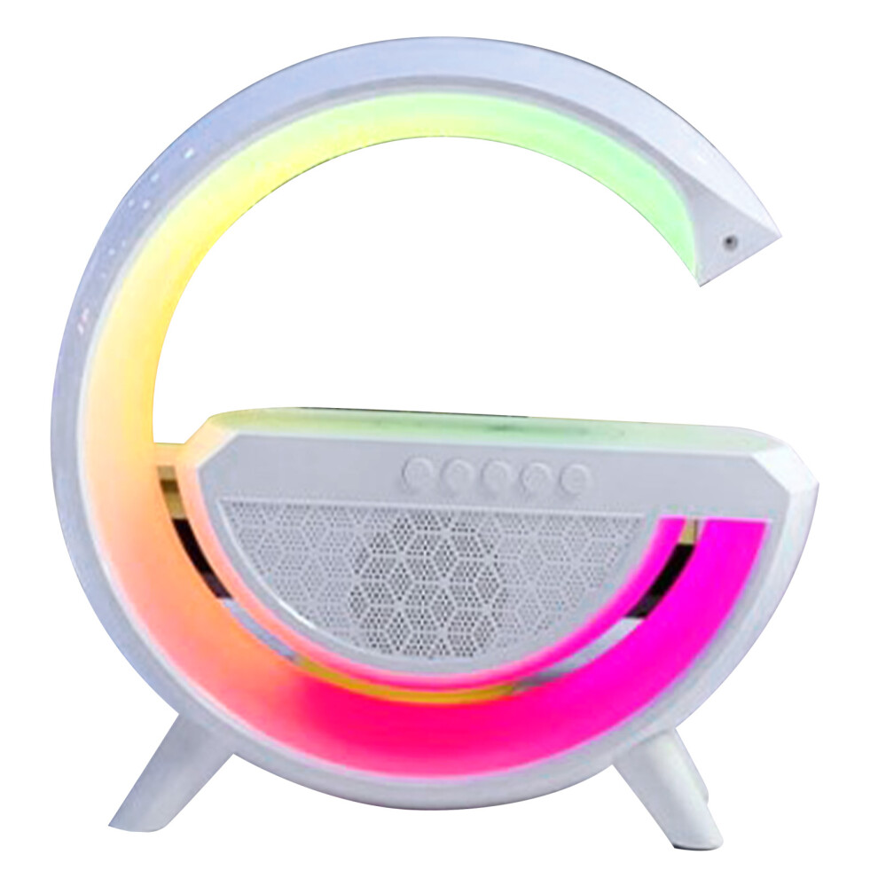 Rgb Bluetooth Alarm Clock Speaker With Wireless Charging - Abs 3-In-1 6951349737482