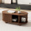 Oak Coffee Table with 2 Sliding Doors & Hidden Storage, 100x50x40cm 3