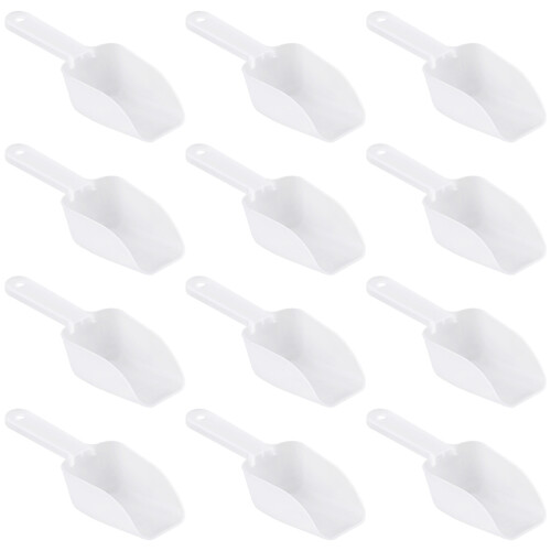 12Pcs Ergonomic Handle White PP Ice Cube Scoop for Home Kitchen