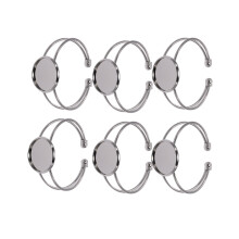 6Pcs Silver Copper Oval Pendant Bracelets Tray Durable for DIY Jewelry