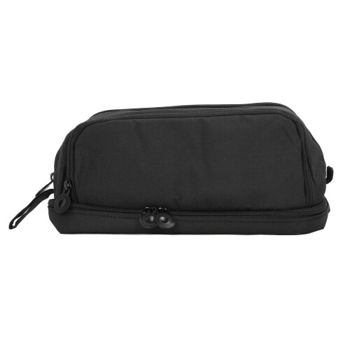 Large Capacity Canvas Dual Opening Pencil Case - Black, Durable, Portable 1
