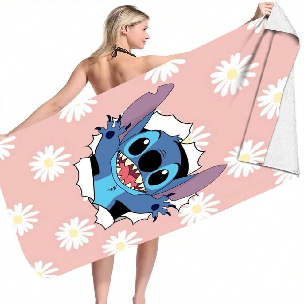 (Stitch 2, 90*180cm) Microfiber bath towel double-sided velvet printed beach towel cartoon Stitch-image-OPC-PKH9ZTJ-NEW