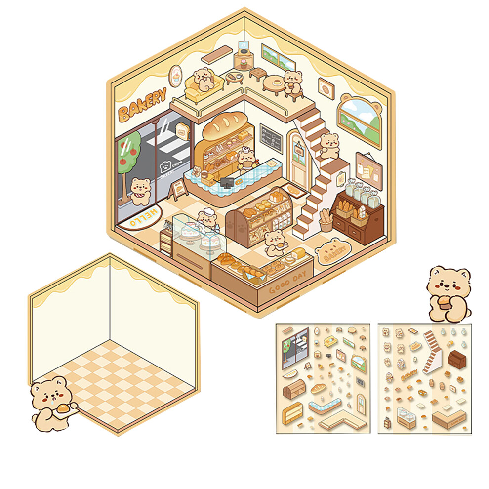 3D Scene Sticker Cartoon Scenery Sticker-Honey Pot Bear