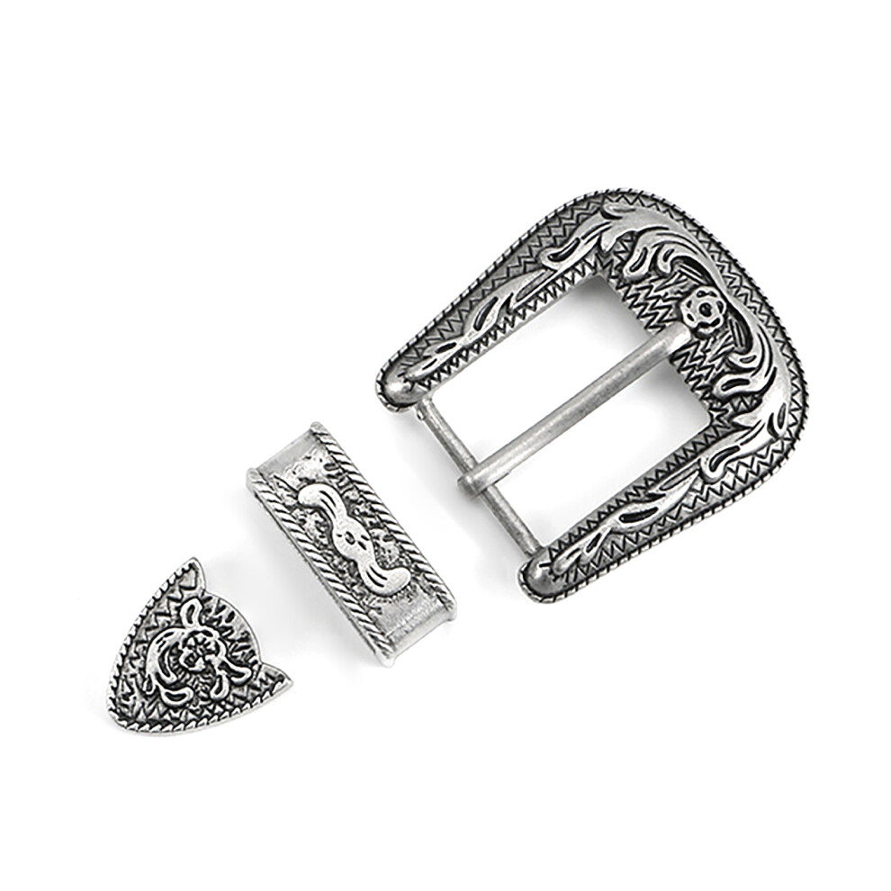3Pcs Antique Floral Designing Waistband Buckle- Style 2-image-OPC-PKHB2S9-NEW