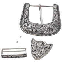Engraved Flower Belt Buckle Set for Waist Belt- Style six