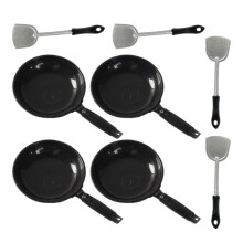 8 Sets Mini Dollhouse Kitchen Gadget Skillet Pan with Spatula