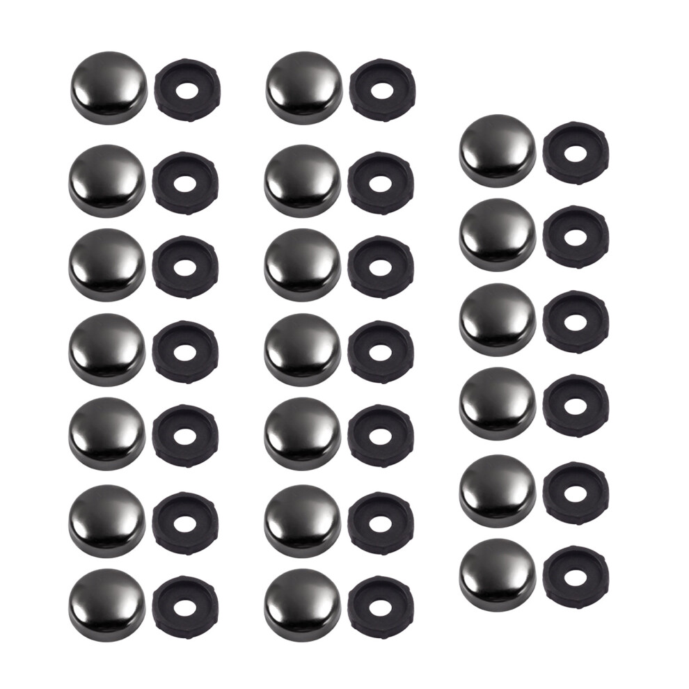 20Pcs Decorative Screw With Caps 16Mm Mirror Screws Caps-Black 7751000168285