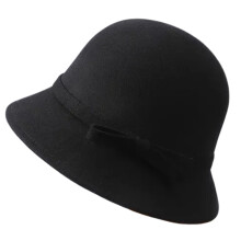 Princess Hepburn Hat with White Bowknot Breathable Audrey-Black