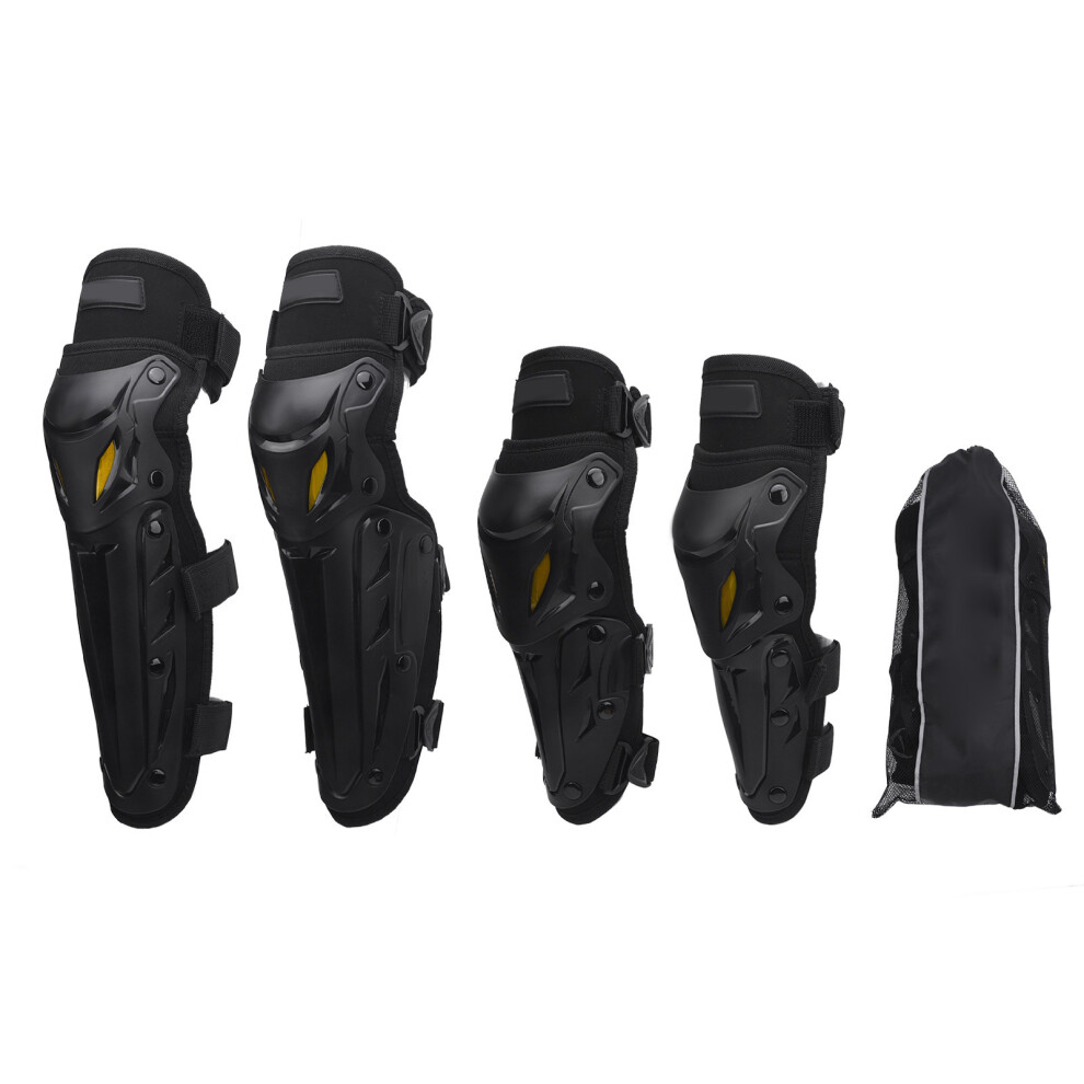 Motorcycle Knee Shin Guard Pads With Elbow Guard Black 8320539370644