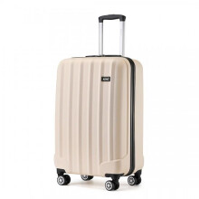 (19 Inch) [MissLulu Bags] Vertical Stripe Design ABS Hard Shell 19''/24''/28'' Suitcase with Combination Lock - Beige