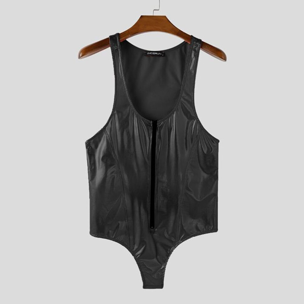(2XL, black) Incerun Men U Neck Sleeveless Glitter Slim Zipper Tanks Jumpsuits Bodysuits-image-OPC-PKHBXH2-NEW