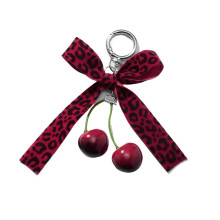Stylish Love Cherrys Pendant Bowknot-Red leopard print ve