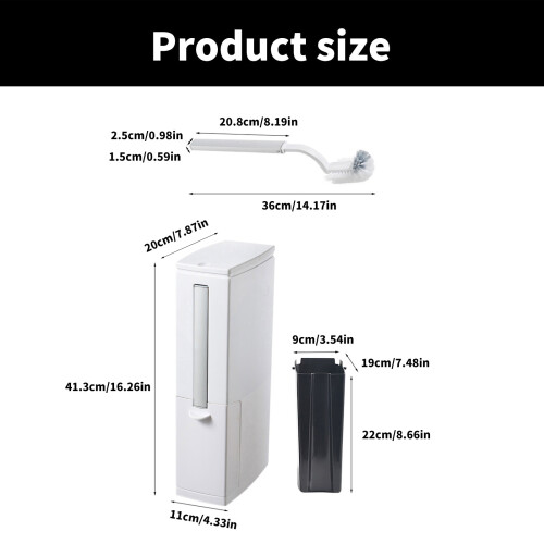 Small Push Top Waste Bin with Toilet Brush For Efficient-White 1
