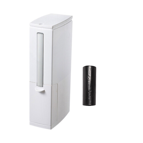 Small Push Top Waste Bin with Toilet Brush For Efficient-White