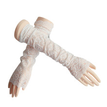 Elegant Lace Arm Sleeves Sun Protective Arm Covers for-White