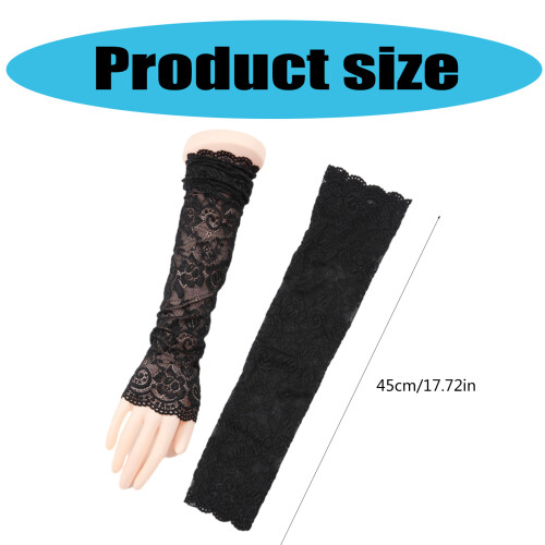 Elegant Lace Arm Sleeves Sun Protective Arm Covers for-White 2