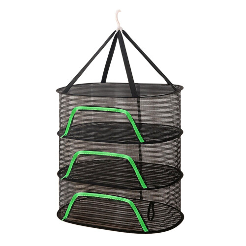 Space Saving Hanging Drying Net for Fruits-Black Medium 3 layer
