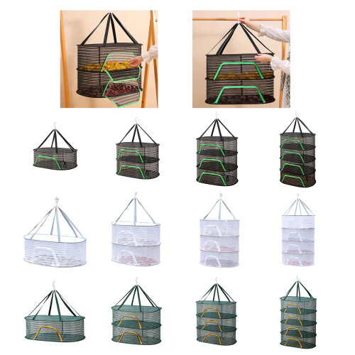 Space Saving Hanging Drying Net for Fruits-Black Medium 3 layer 2