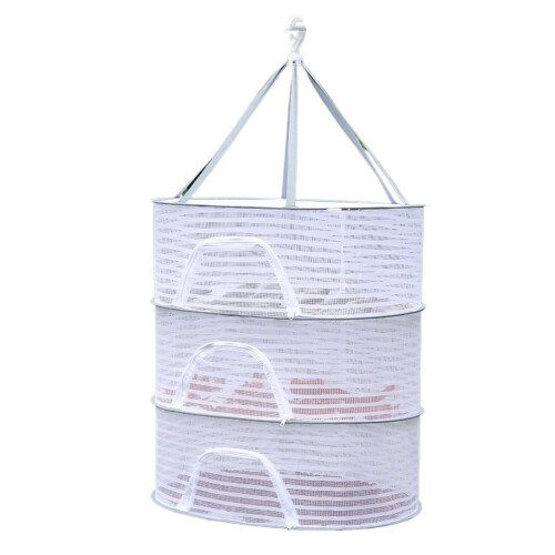 Breathable Mesh Hanging Drying Rack-White Medium 3 layer