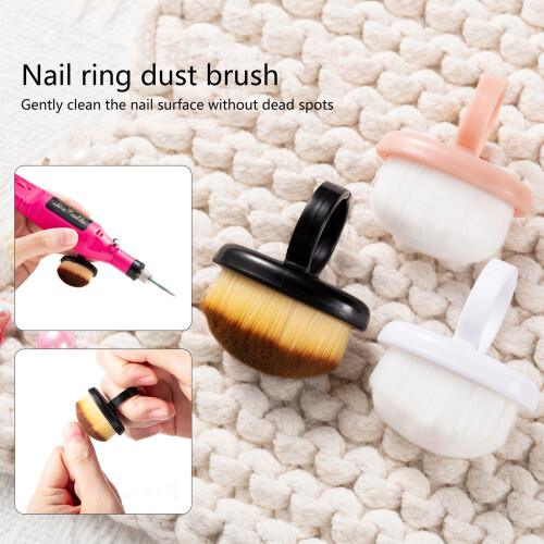 Nails Dust Cleaning Brush Rings Shaped Nails Dust Brush-White 2