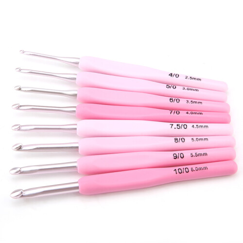 9 PCS Gradient Color Crochet Hook Set with Soft Handles and Scissors 2