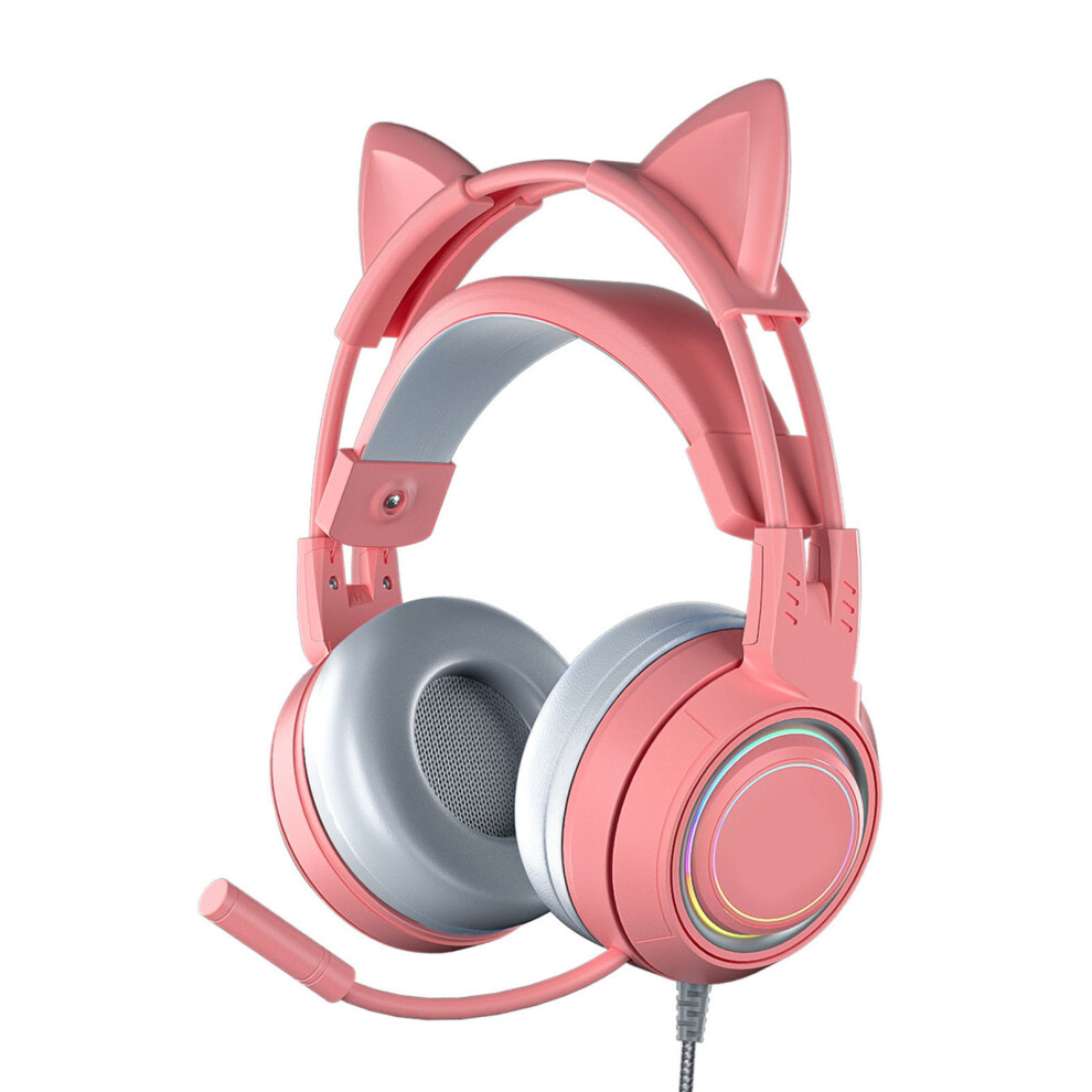 Cat Ear Headphones With Noise Reduction Mic, Wired Over-Ear Gaming Headset Pink 3511349754761