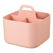 Stackable Organizer Baskets With Handle Pink Plastic Storage Bins For Small Spaces Compact Design