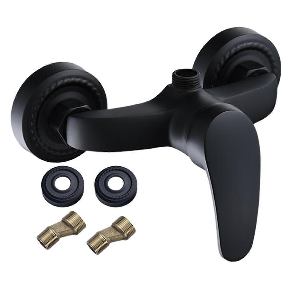 Simplicity Black Finish Brass Shower Faucet Mixer Valve Wall Mounted Triple Bathtub Faucet Hot And 6935159158811