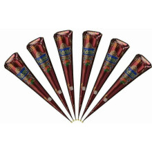 6pcs Fresh Quality Kaveri Dark Brown Natural Henna Mehndi Cones Temperory Tattoos