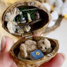 Walnut Shell Dollhouse Kids Doll House Toy Diy Dollhouse Cute Miniature Kit Doll Room Crafts