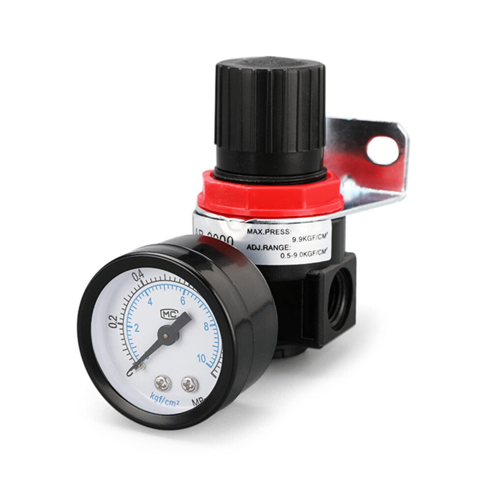 AR2000 Air Control Regulator For Compressors, Pressure Relief, G1/4 Pneumatic Reducing With Gauge