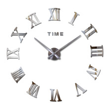 (Silver) Creative Frameless DIY 3d Large Size Wall Sticker Clock Hanging Clocks For Home Decorations Living Room Decor Office