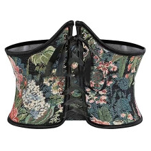 Underbust Floral Corset Jacquard Tube Top Shapewear-White XXL