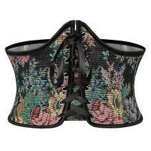 Lady Bustier Floral Print Corset Shapewear Top-Black bottom XL