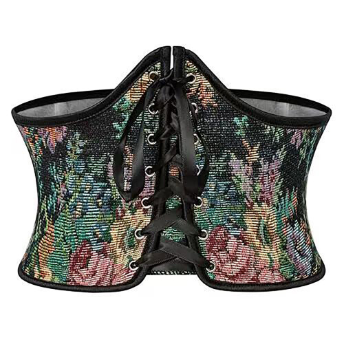 Elegant Underbust Floral Corset Bustier-Black bottom L