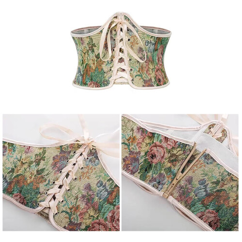 Elegant Underbust Floral Corset Bustier-Black bottom L 1