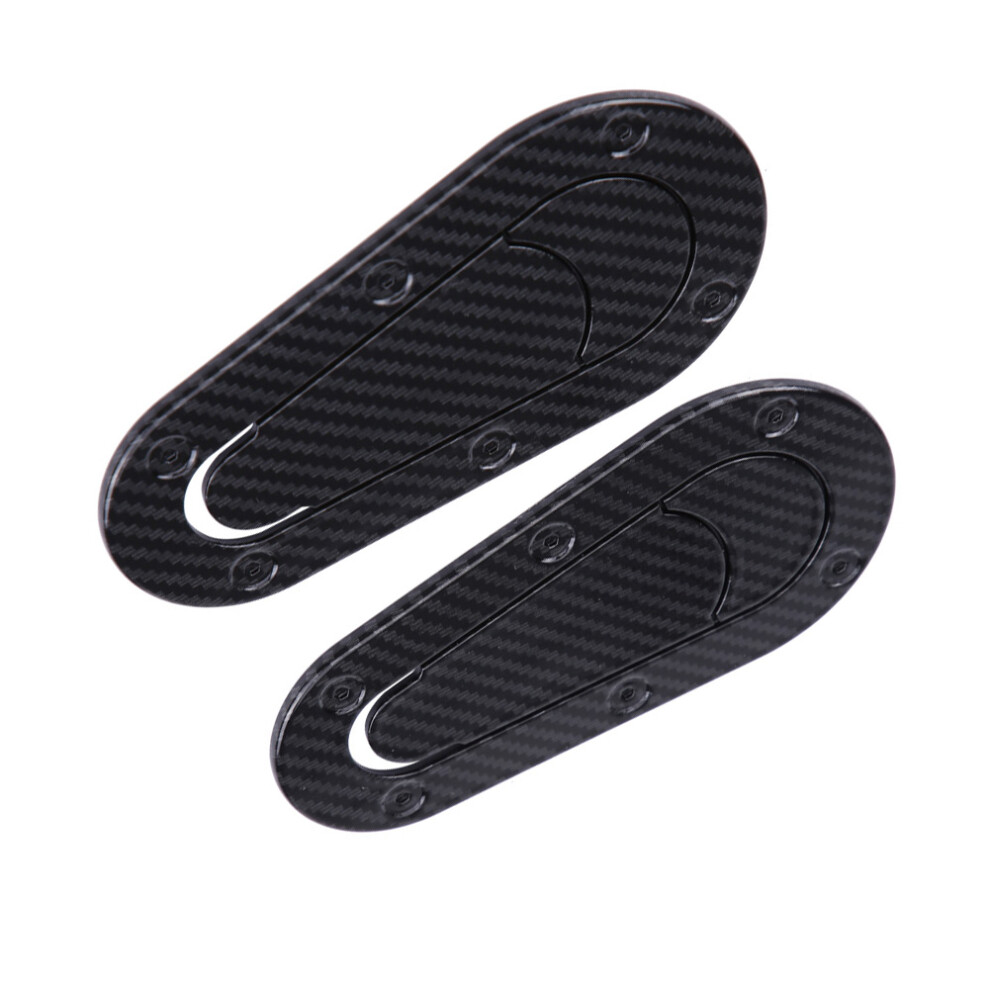 2Pcs Carbon Fiber Car Bonnet Lock Stickers | Universal Auto Hood Decor Black 8241349761180