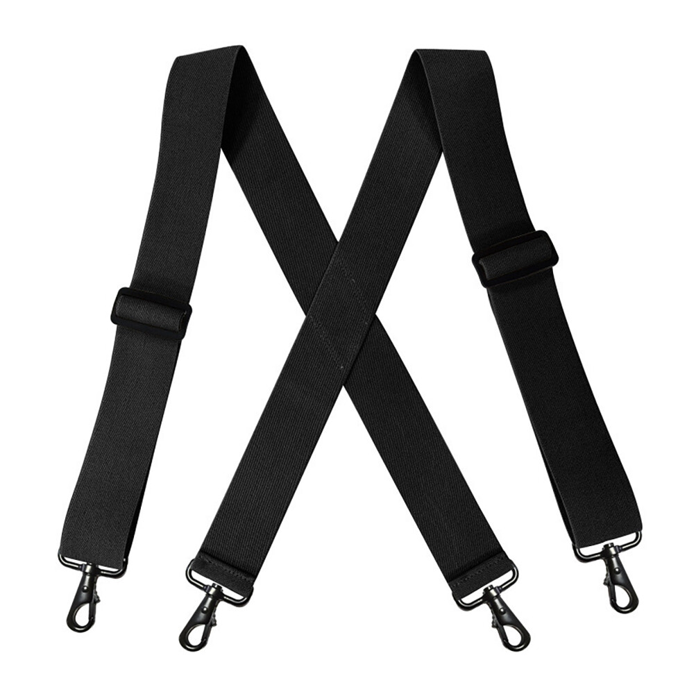 2inch Width Suspenders for Men with Metal Clip Fashion-29 black